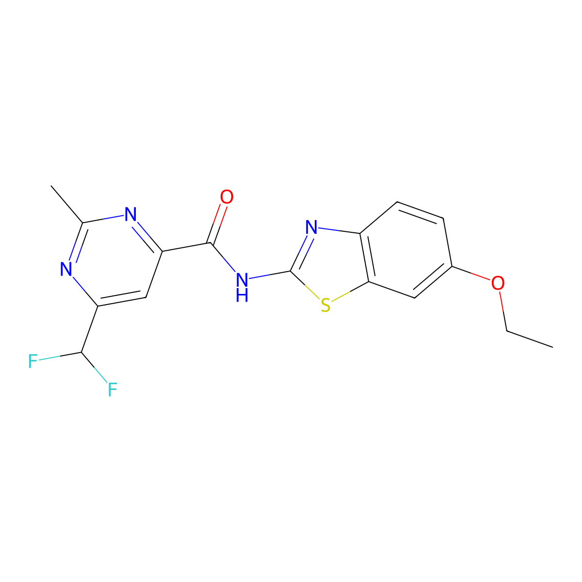 6-(difluoromethyl)-N-(6-ethoxy-1,3-benzothiazol-2-yl)-2-methylpyrimidine-4-carboxamide molecular structure, CAS 2877751-29-4