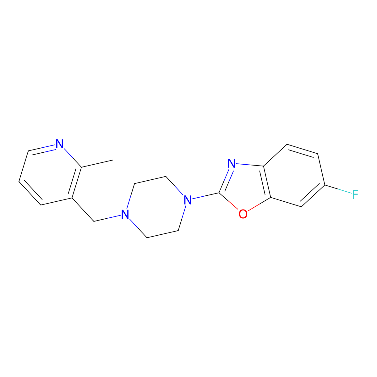 6-Fluoro-2-{4-[(2-methylpyridin-3-yl)methyl]piperazin-1-yl}-1,3-benzoxazole molecular structure, CAS 2877751-34-1