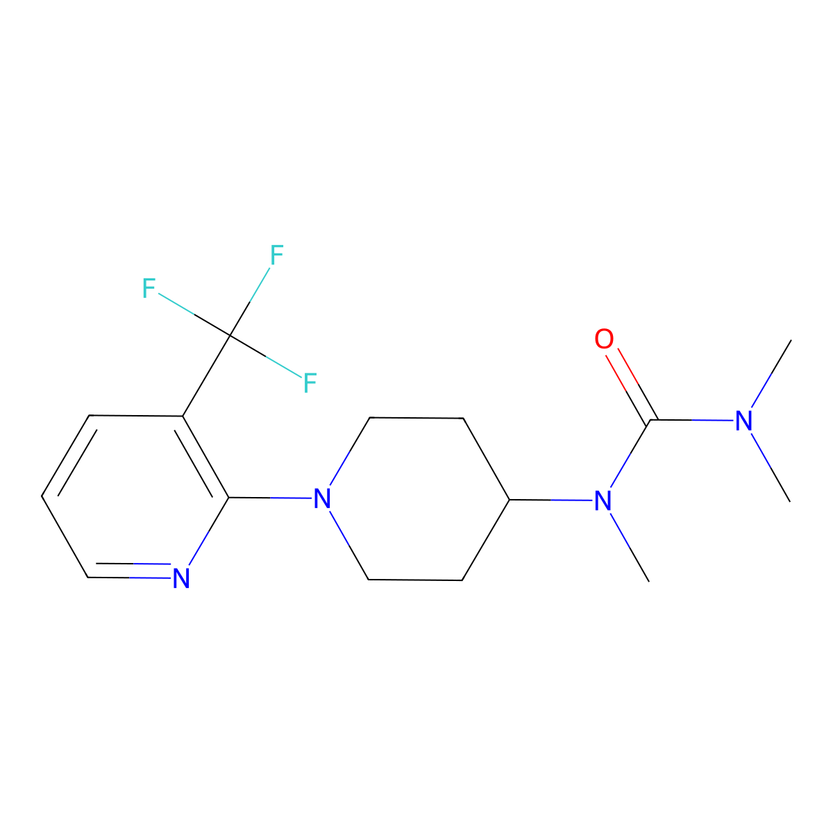 1,3,3-Trimethyl-1-{1-[3-(trifluoromethyl)pyridin-2-yl]piperidin-4-yl}urea molecular structure, CAS 2877751-40-9