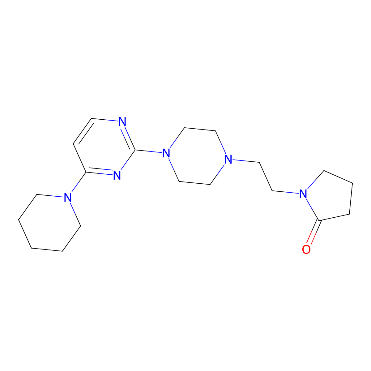 1-(2-{4-[4-(Piperidin-1-yl)pyrimidin-2-yl]piperazin-1-yl}ethyl)pyrrolidin-2-one molecular structure, CAS 2877751-41-0