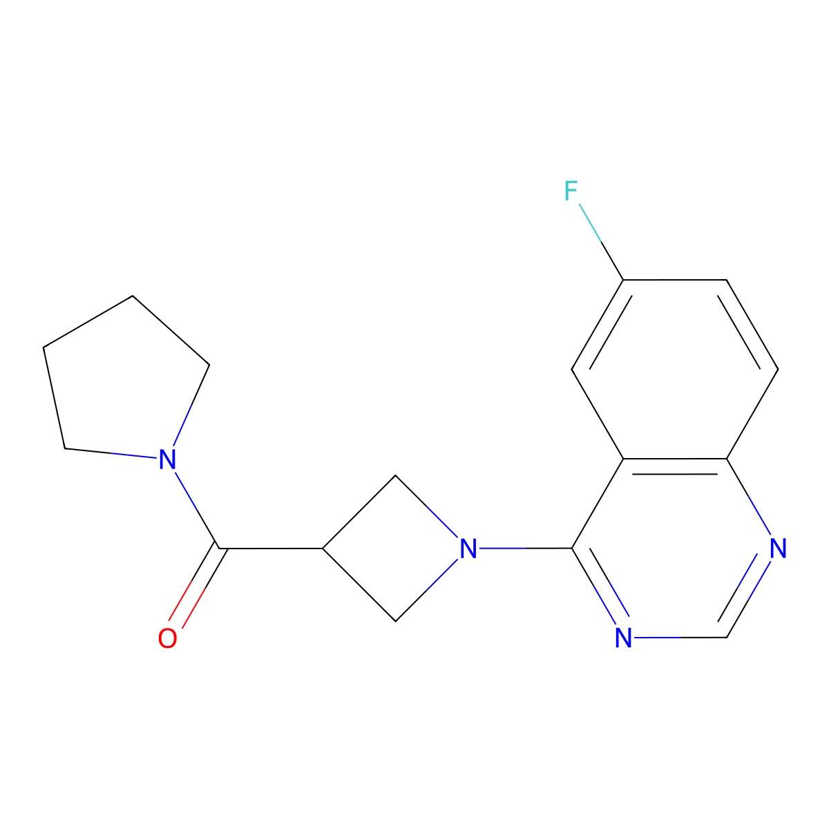 6-Fluoro-4-[3-(pyrrolidine-1-carbonyl)azetidin-1-yl]quinazoline molecular structure, CAS 2877751-53-4