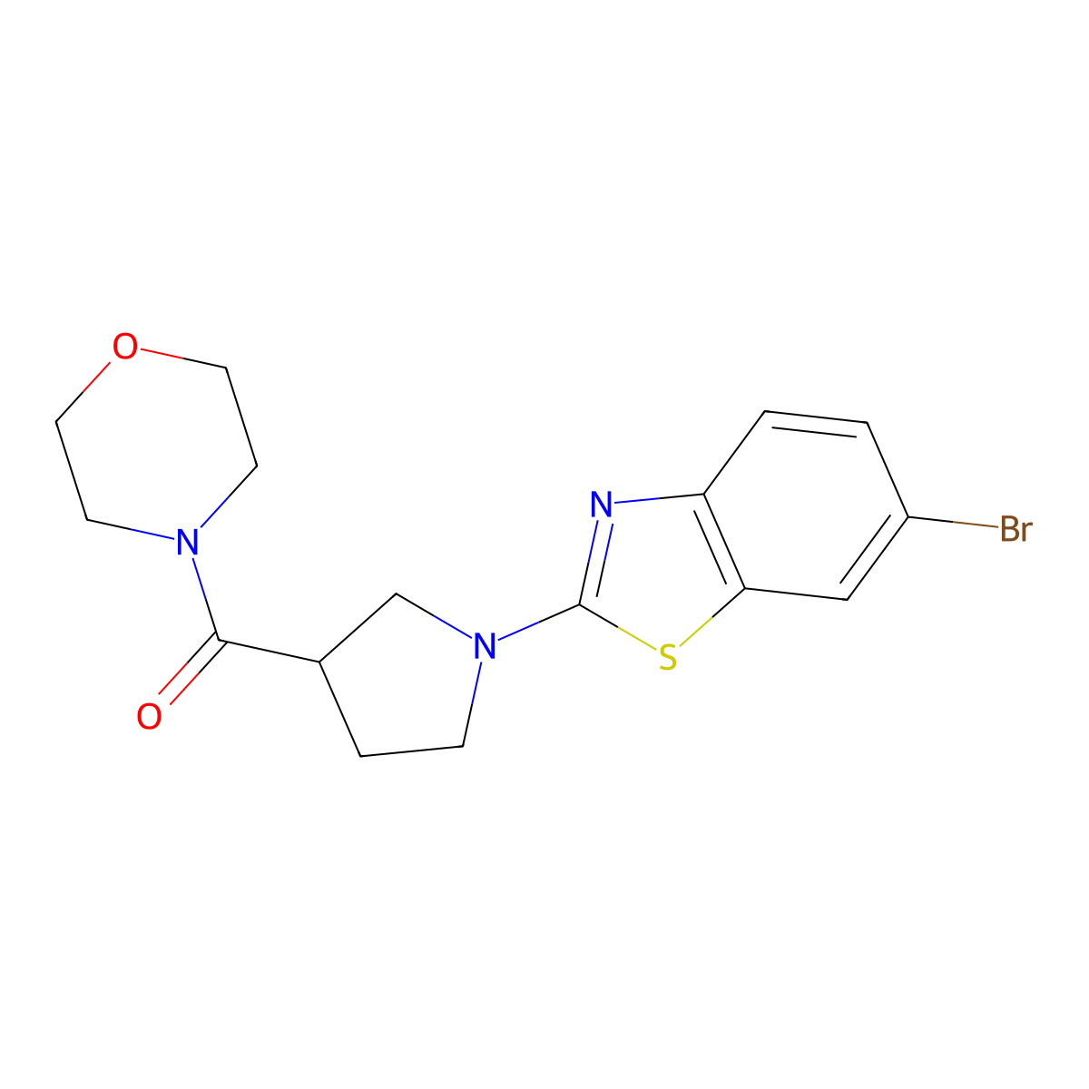 6-Bromo-2-[3-(morpholine-4-carbonyl)pyrrolidin-1-yl]-1,3-benzothiazole molecular structure, CAS 2877751-56-7