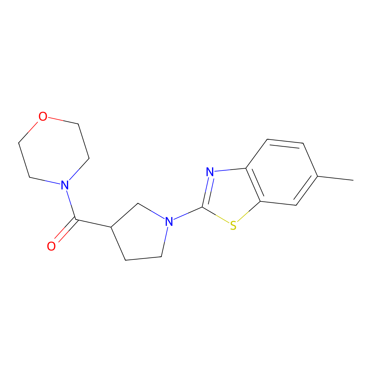 6-Methyl-2-[3-(morpholine-4-carbonyl)pyrrolidin-1-yl]-1,3-benzothiazole molecular structure, CAS 2877751-62-5