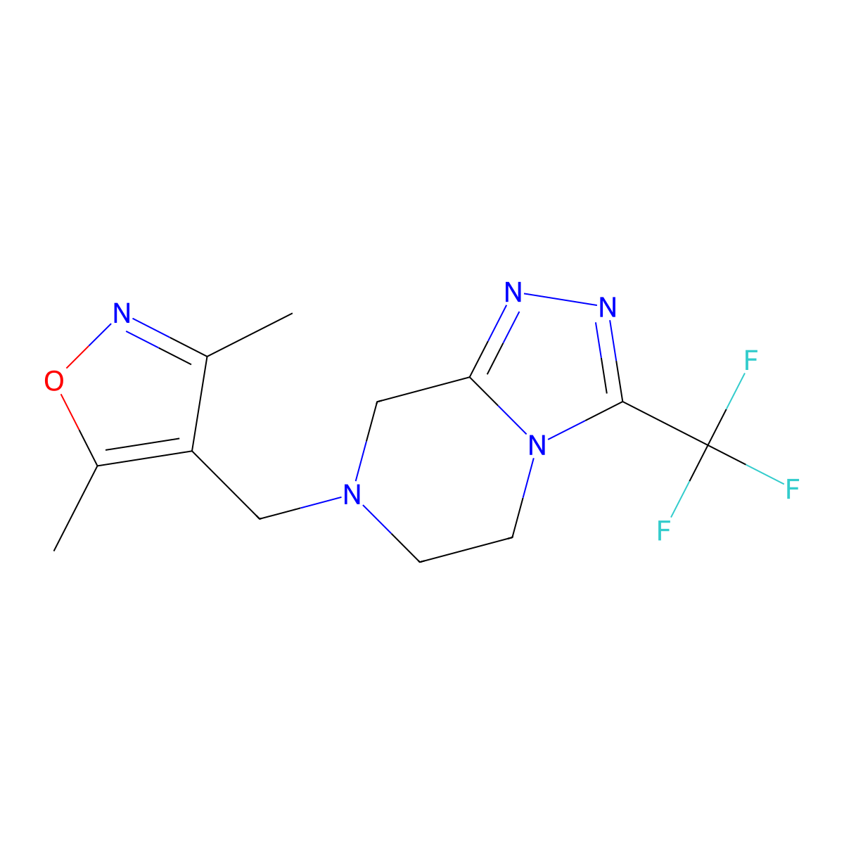 3,5-dimethyl-4-{[3-(trifluoromethyl)-5H,6H,7H,8H-[1,2,4]triazolo[4,3-a]pyrazin-7-yl]methyl}-1,2-oxazole molecular structure, CAS 2877751-65-8
