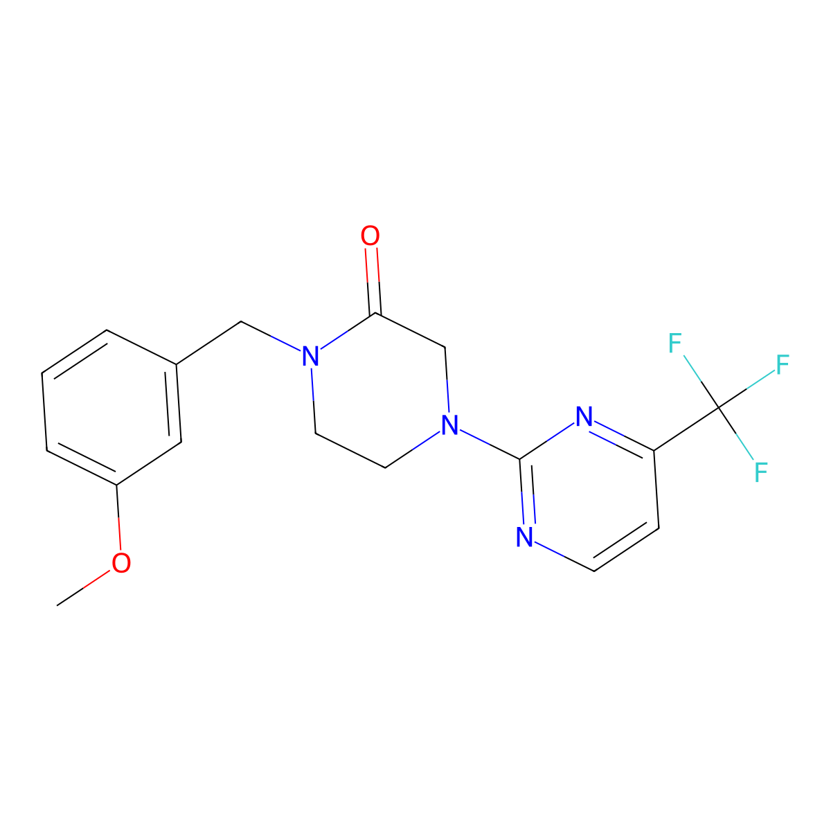 1-[(3-Methoxyphenyl)methyl]-4-[4-(trifluoromethyl)pyrimidin-2-yl]piperazin-2-one molecular structure, CAS 2877751-68-1