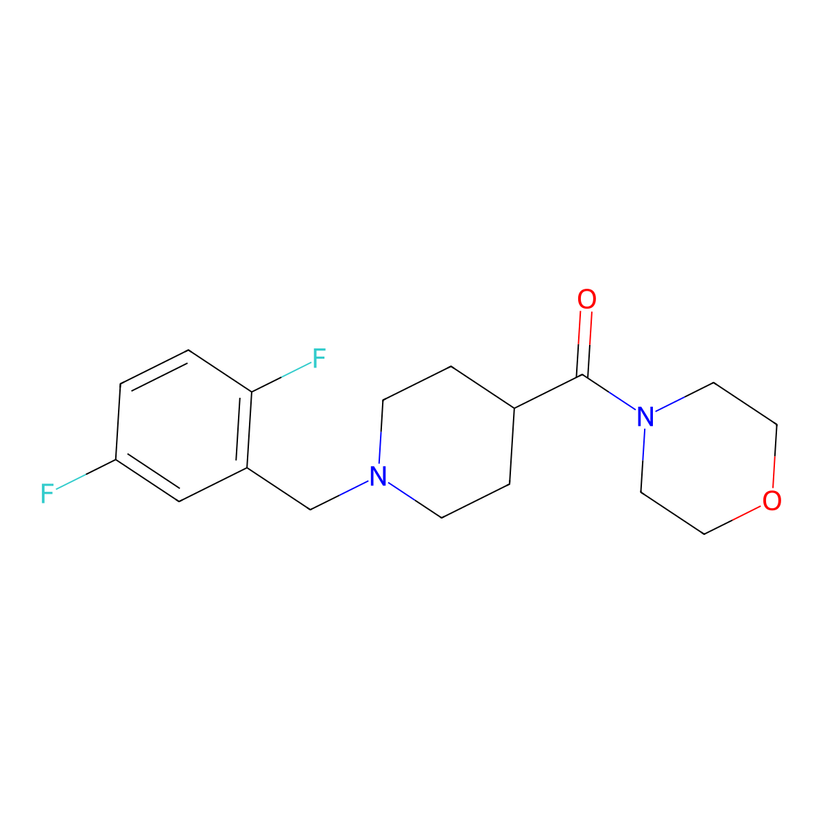 4-{1-[(2,5-Difluorophenyl)methyl]piperidine-4-carbonyl}morpholine molecular structure, CAS 2877751-73-8