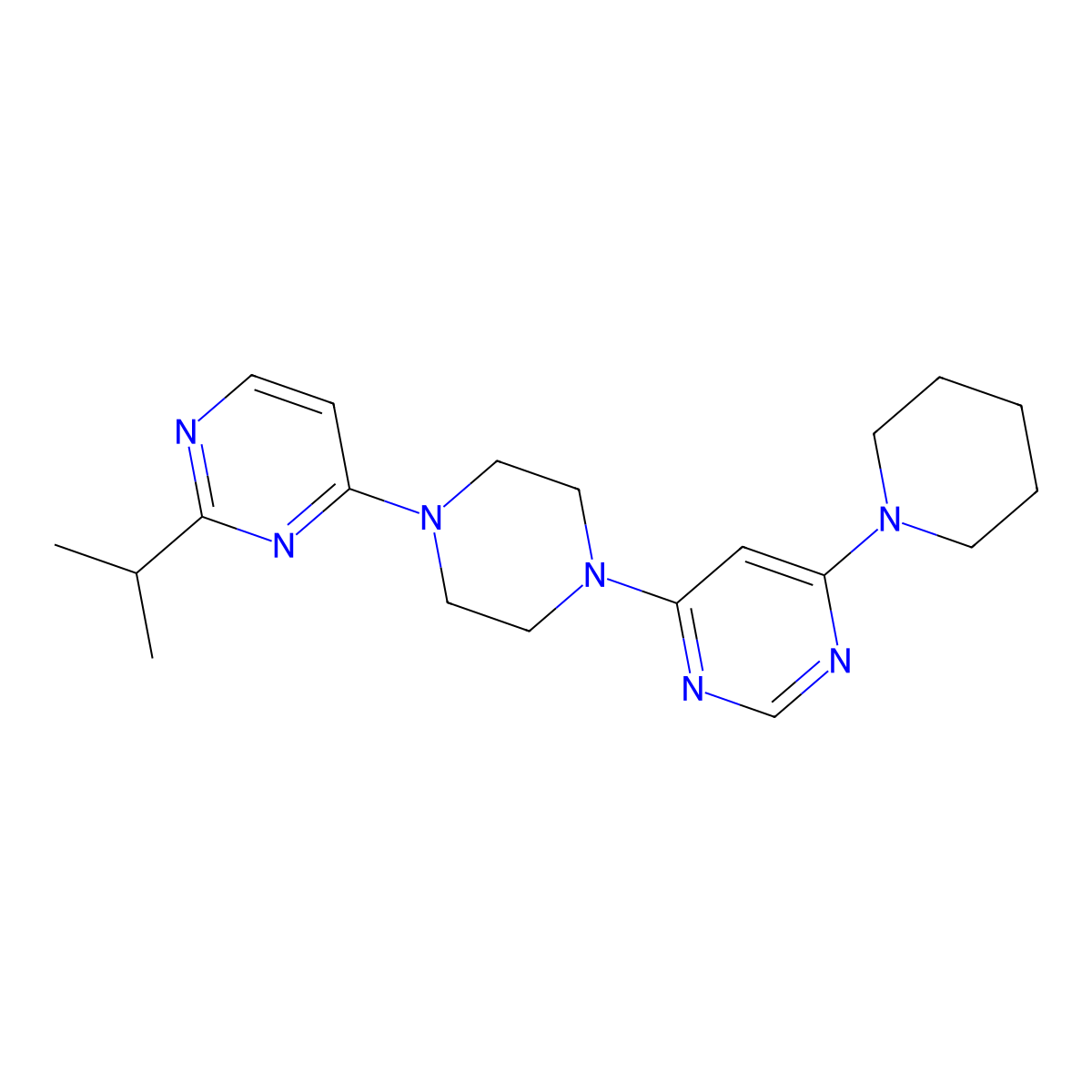 4-(Piperidin-1-yl)-6-{4-[2-(propan-2-yl)pyrimidin-4-yl]piperazin-1-yl}pyrimidine molecular structure, CAS 2877751-77-2