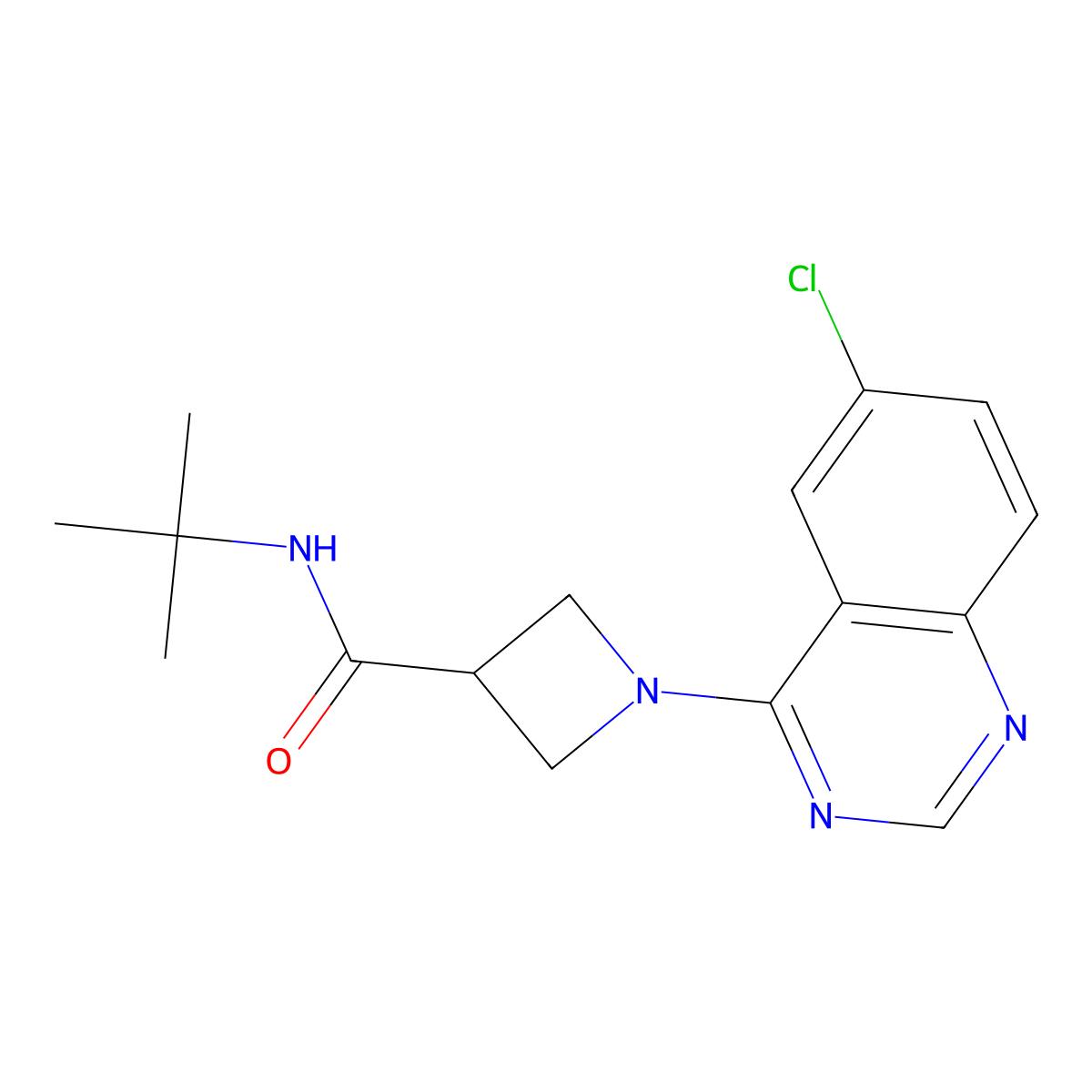 N-tert-butyl-1-(6-chloroquinazolin-4-yl)azetidine-3-carboxamide molecular structure, CAS 2877751-78-3