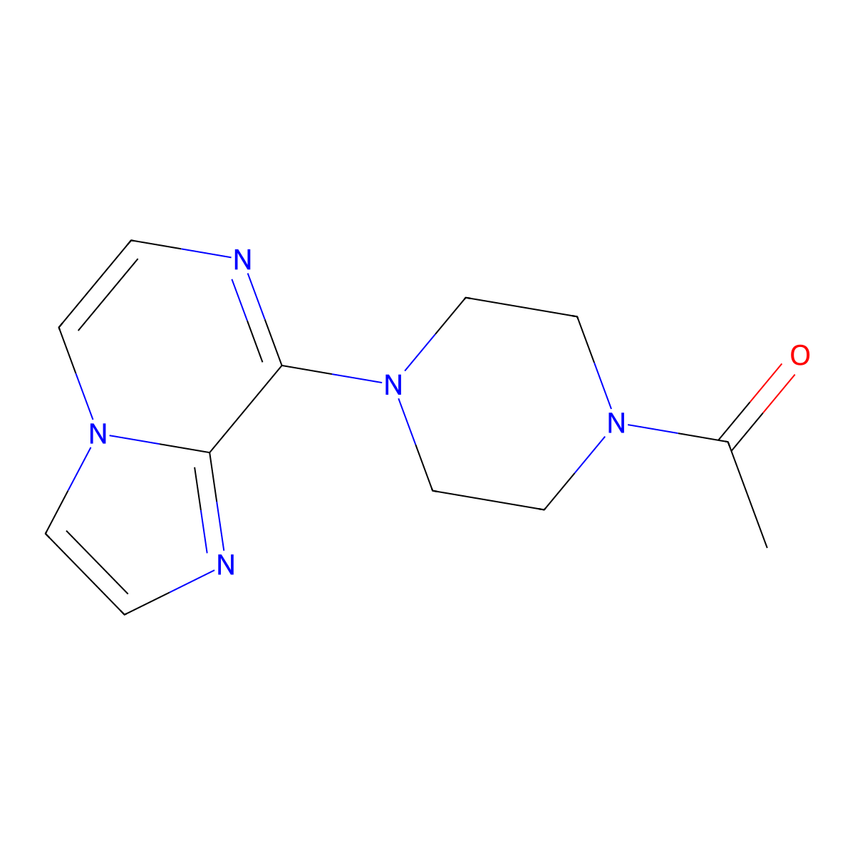 1-(4-{Imidazo[1,2-a]pyrazin-8-yl}piperazin-1-yl)ethan-1-one molecular structure, CAS 2877751-83-0