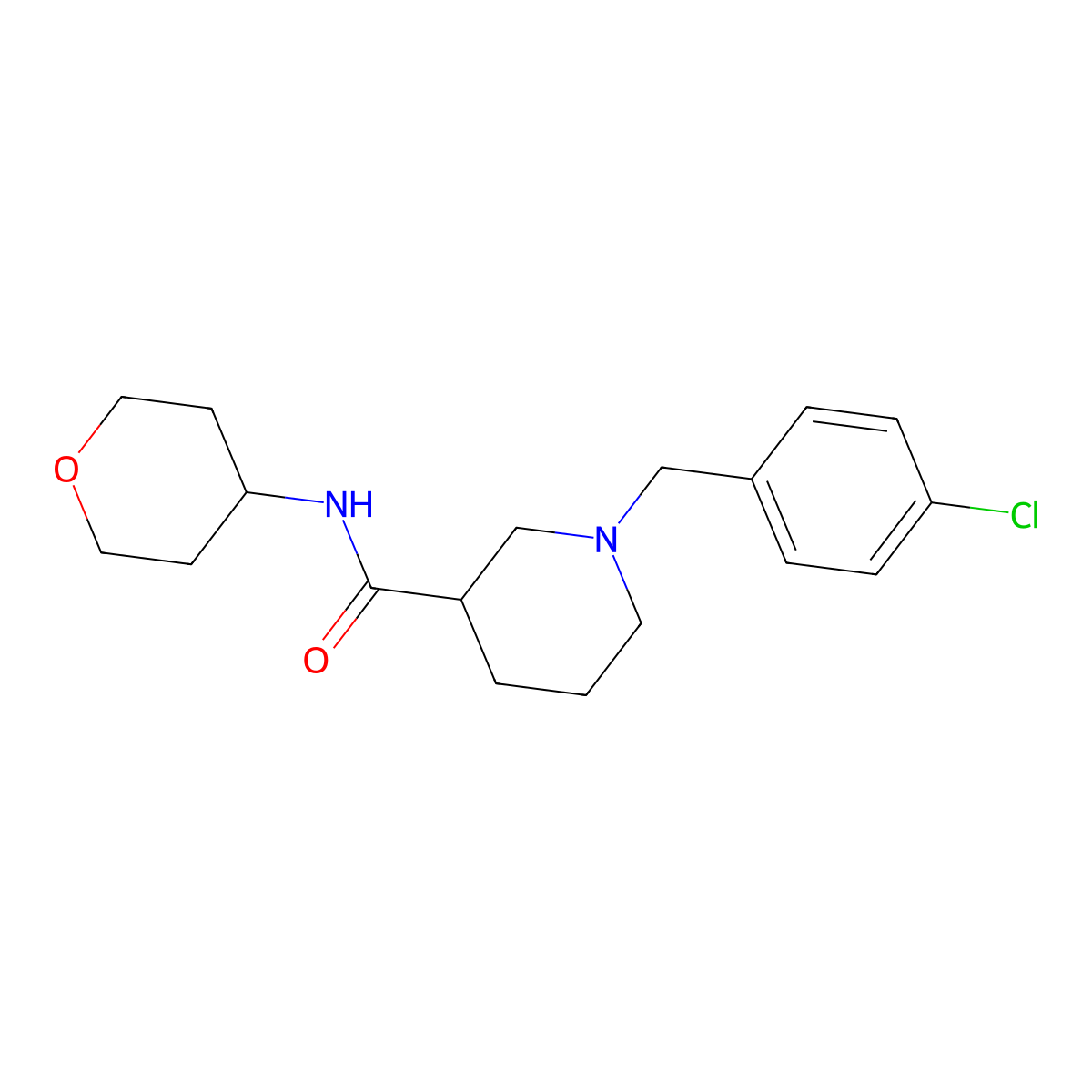 1-[(4-chlorophenyl)methyl]-N-(oxan-4-yl)piperidine-3-carboxamide molecular structure, CAS 2877751-85-2