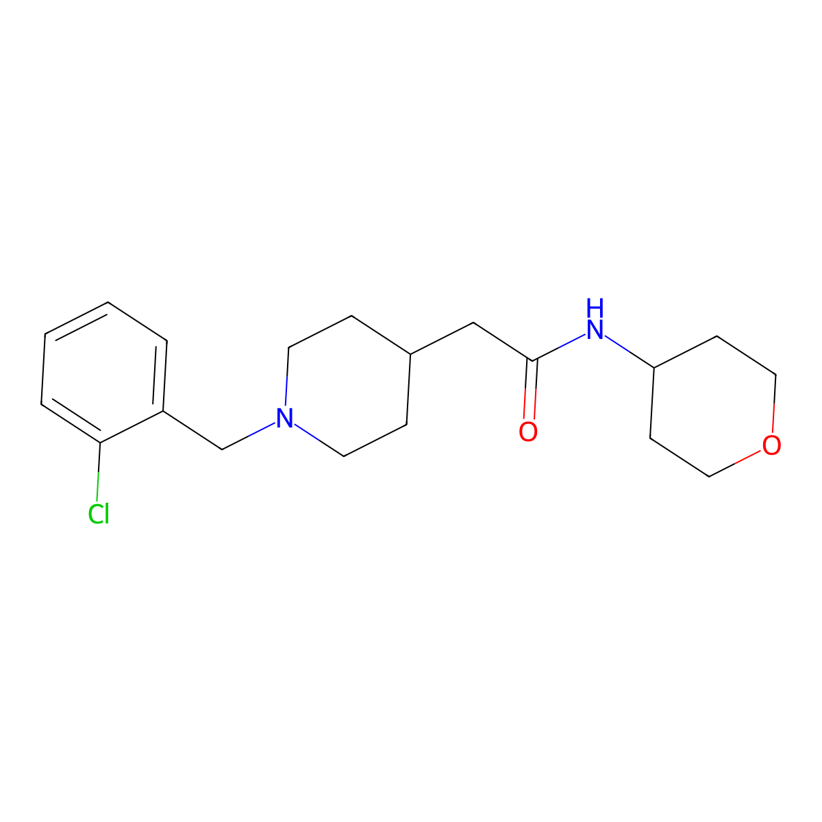 2-{1-[(2-chlorophenyl)methyl]piperidin-4-yl}-N-(oxan-4-yl)acetamide molecular structure, CAS 2877751-89-6