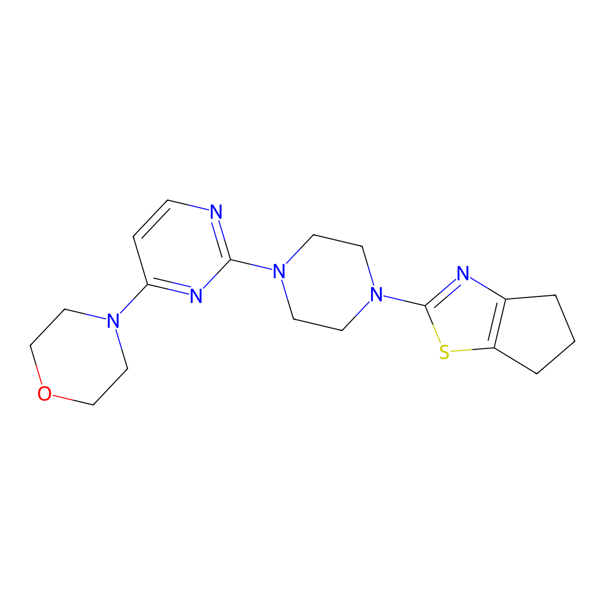 4-[2-(4-{4H,5H,6H-cyclopenta[d][1,3]thiazol-2-yl}piperazin-1-yl)pyrimidin-4-yl]morpholine molecular structure, CAS 2877751-90-9