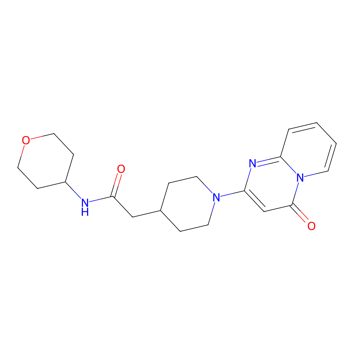 N-(oxan-4-yl)-2-(1-{4-oxo-4H-pyrido[1,2-a]pyrimidin-2-yl}piperidin-4-yl)acetamide molecular structure, CAS 2877751-93-2