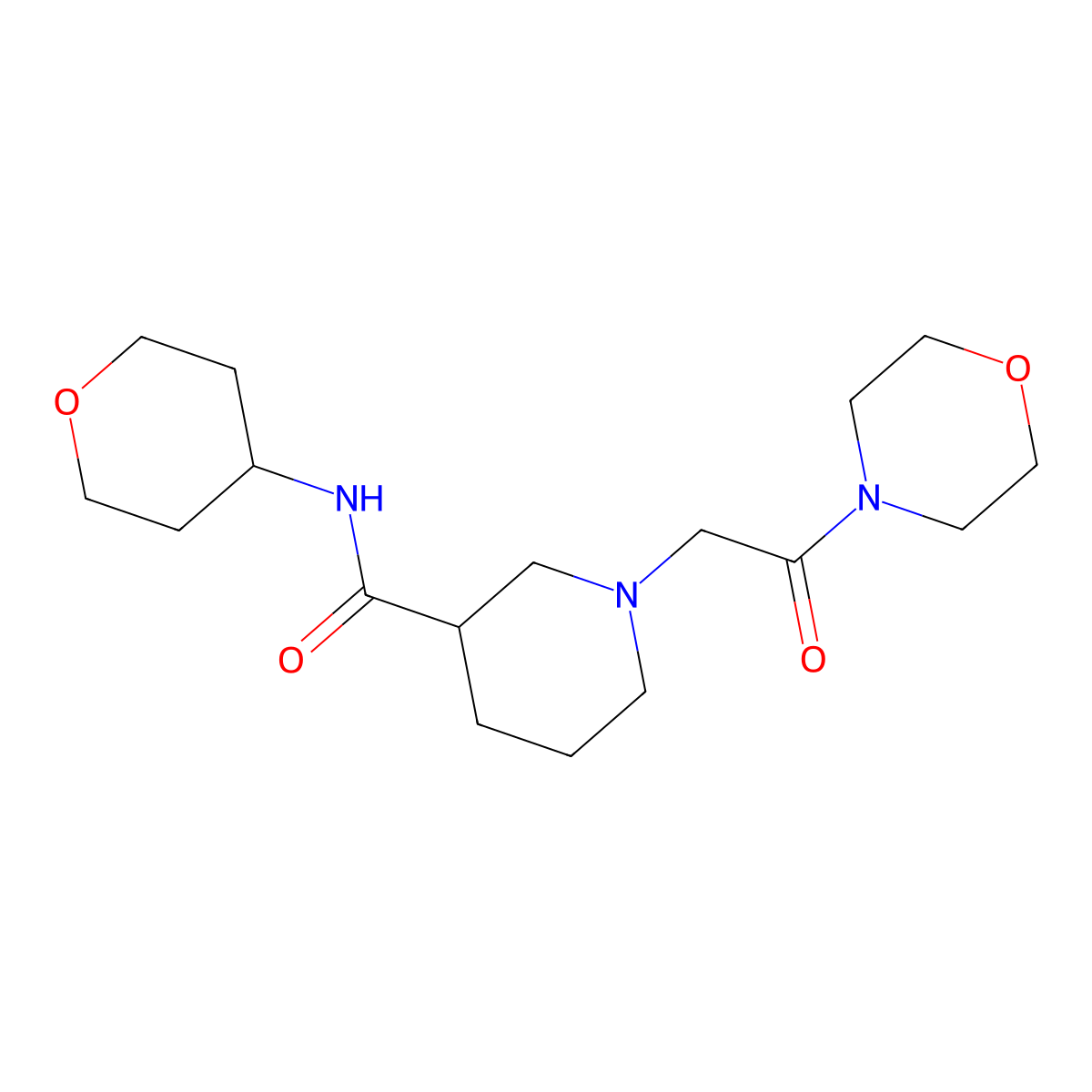 1-[2-(morpholin-4-yl)-2-oxoethyl]-N-(oxan-4-yl)piperidine-3-carboxamide molecular structure, CAS 2877760-88-6