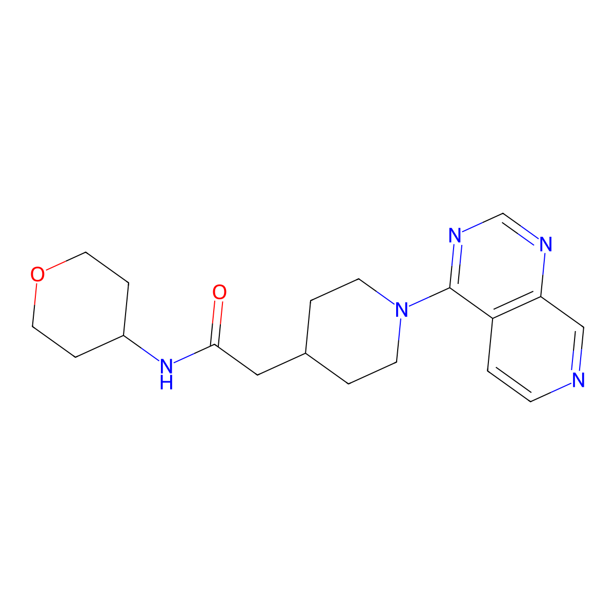 N-(oxan-4-yl)-2-(1-{pyrido[3,4-d]pyrimidin-4-yl}piperidin-4-yl)acetamide molecular structure, CAS 2877760-93-3