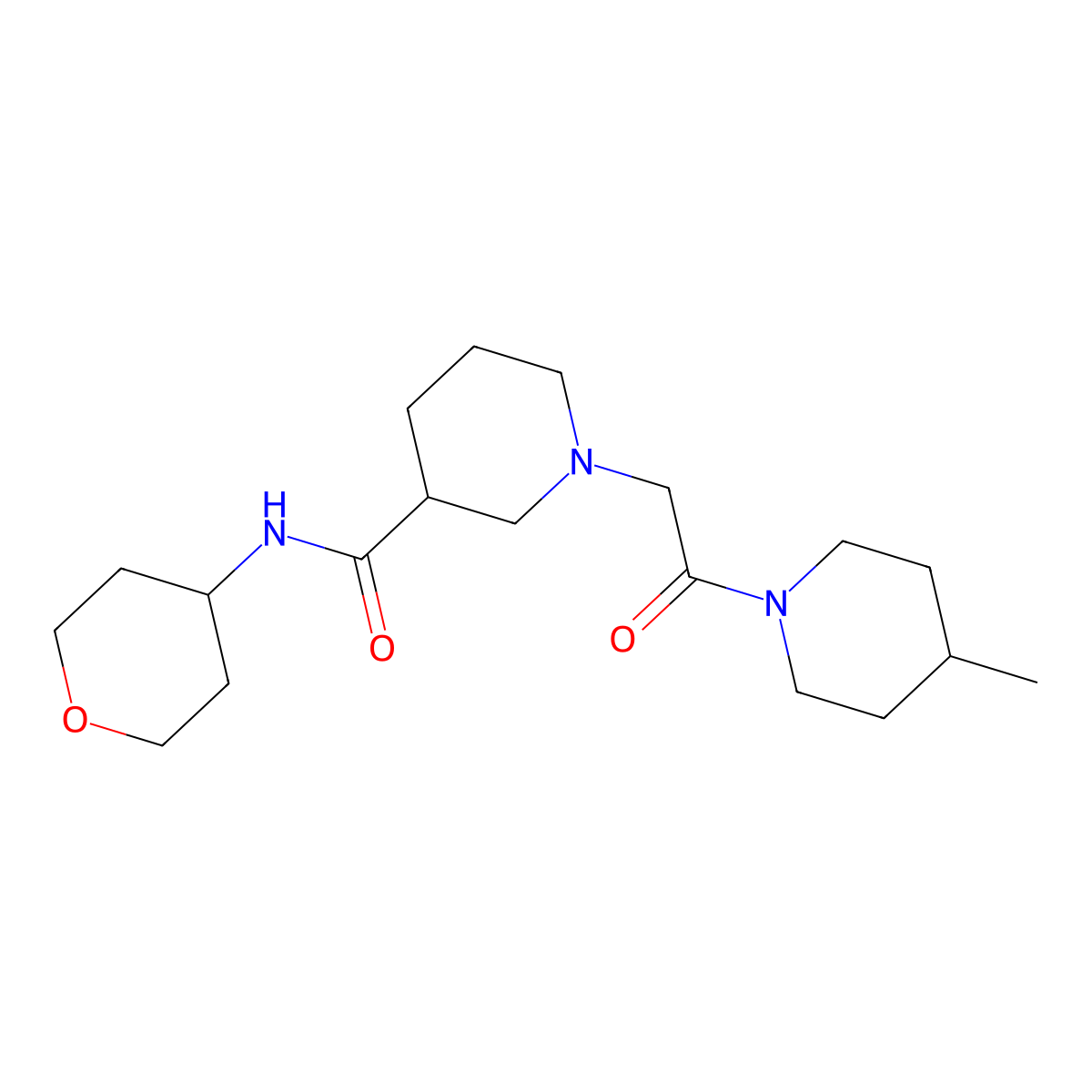 1-[2-(4-methylpiperidin-1-yl)-2-oxoethyl]-N-(oxan-4-yl)piperidine-3-carboxamide molecular structure, CAS 2877760-95-5