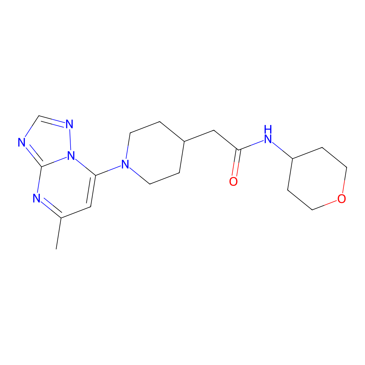 2-(1-{5-methyl-[1,2,4]triazolo[1,5-a]pyrimidin-7-yl}piperidin-4-yl)-N-(oxan-4-yl)acetamide molecular structure, CAS 2877760-98-8