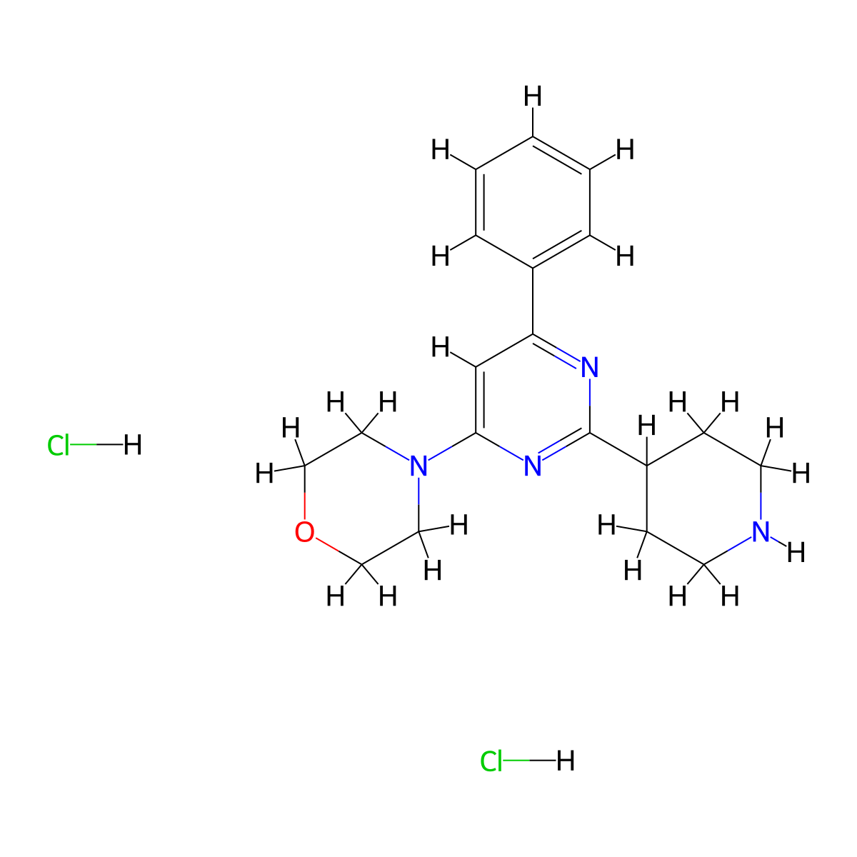4-[6-Phenyl-2-(piperidin-4-yl)pyrimidin-4-yl]morpholine dihydrochloride molecular structure, CAS 2877761-01-6