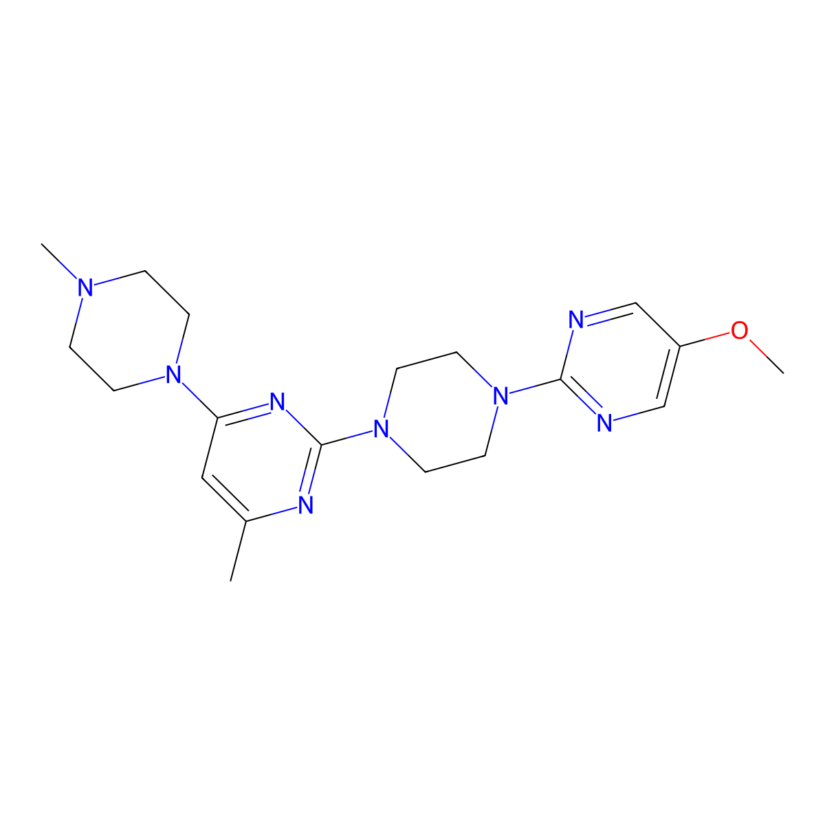 2-[4-(5-Methoxypyrimidin-2-yl)piperazin-1-yl]-4-methyl-6-(4-methylpiperazin-1-yl)pyrimidine molecular structure, CAS 2877761-05-0