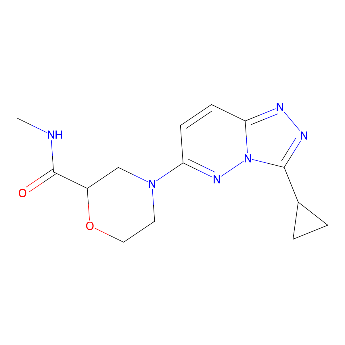 4-{3-cyclopropyl-[1,2,4]triazolo[4,3-b]pyridazin-6-yl}-N-methylmorpholine-2-carboxamide molecular structure, CAS 2877761-12-9