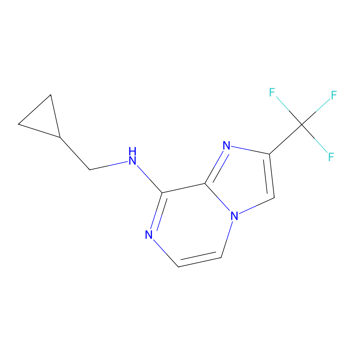 N-(cyclopropylmethyl)-2-(trifluoromethyl)imidazo[1,2-a]pyrazin-8-amine molecular structure, CAS 2877761-14-1