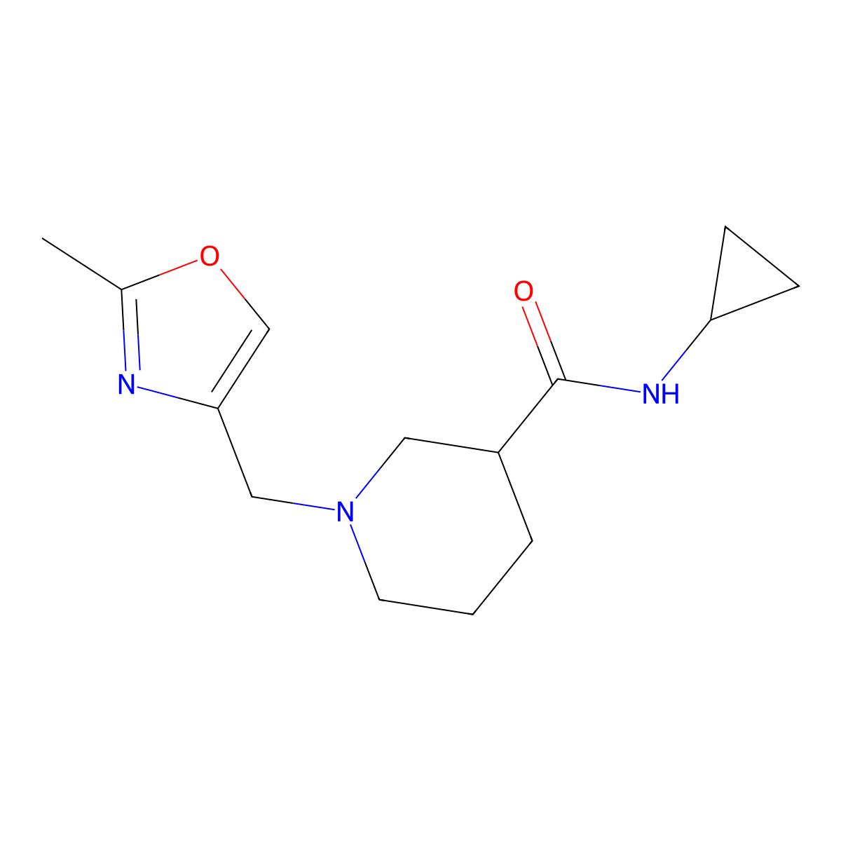 N-cyclopropyl-1-[(2-methyl-1,3-oxazol-4-yl)methyl]piperidine-3-carboxamide molecular structure, CAS 2877761-37-8