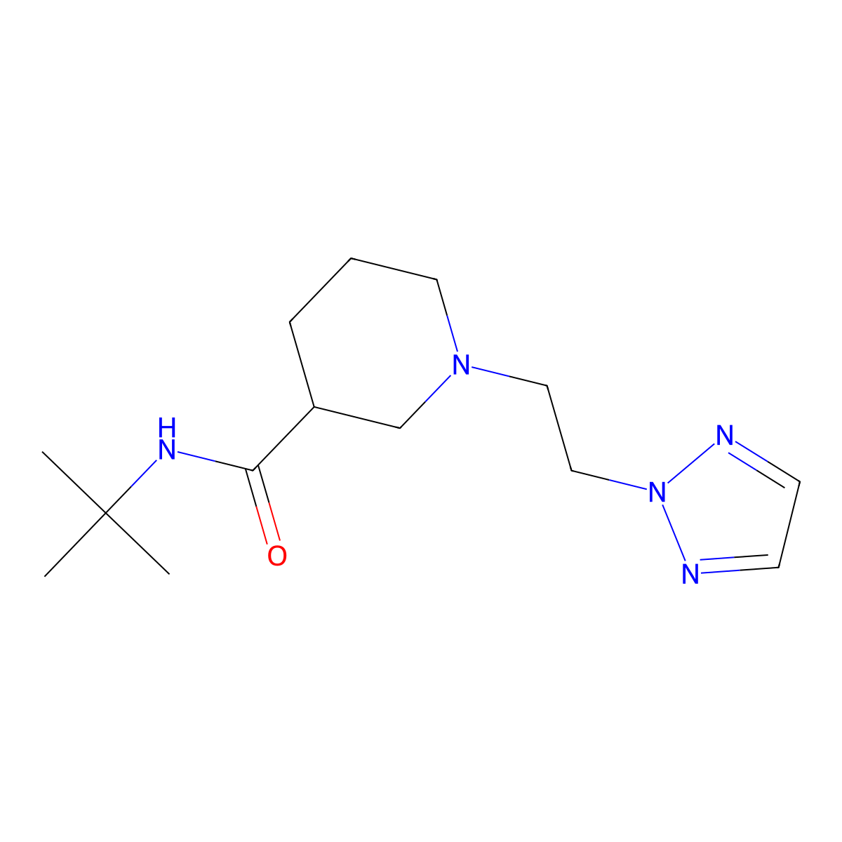 N-tert-butyl-1-[2-(2H-1,2,3-triazol-2-yl)ethyl]piperidine-3-carboxamide molecular structure, CAS 2877761-46-9