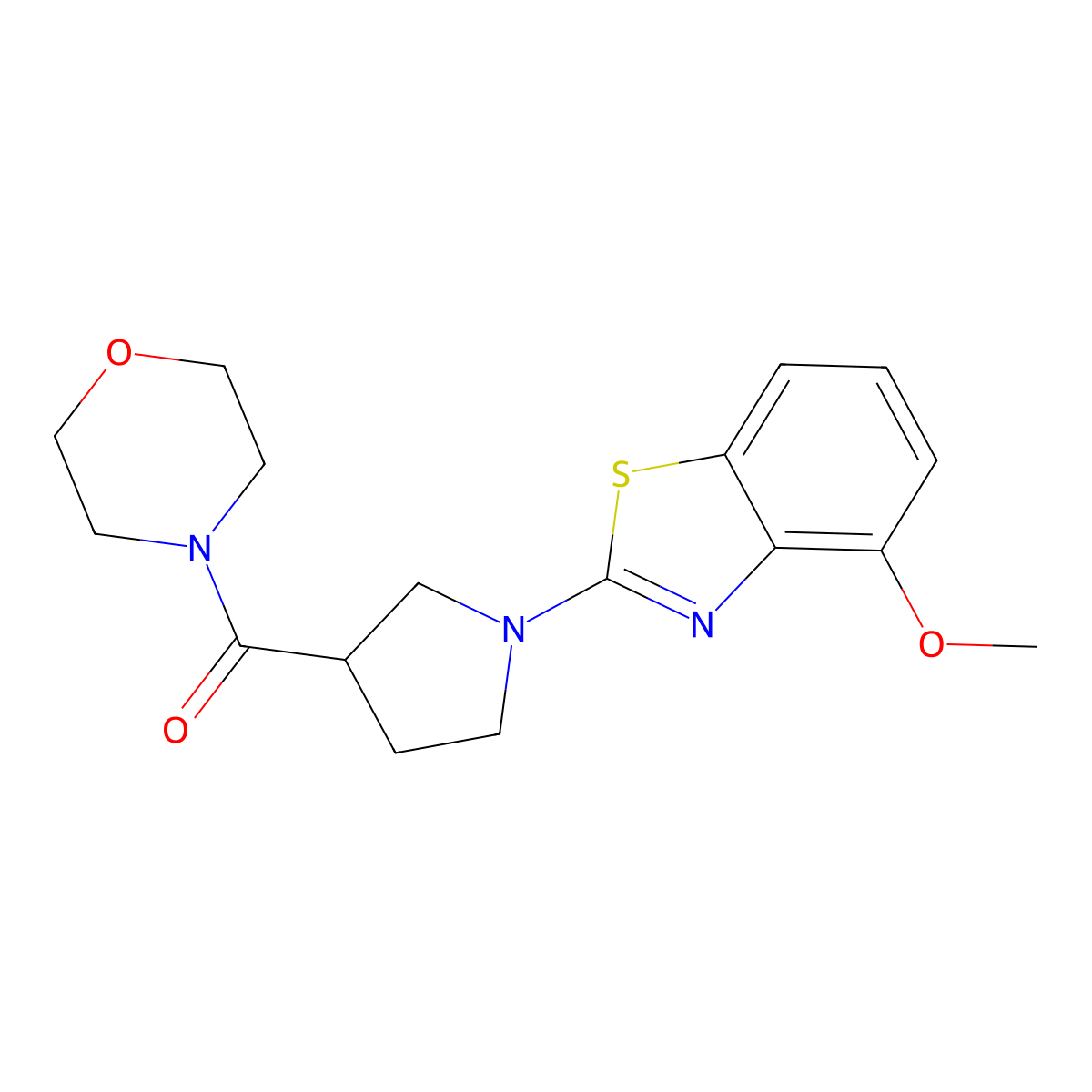 4-Methoxy-2-[3-(morpholine-4-carbonyl)pyrrolidin-1-yl]-1,3-benzothiazole molecular structure, CAS 2877761-50-5