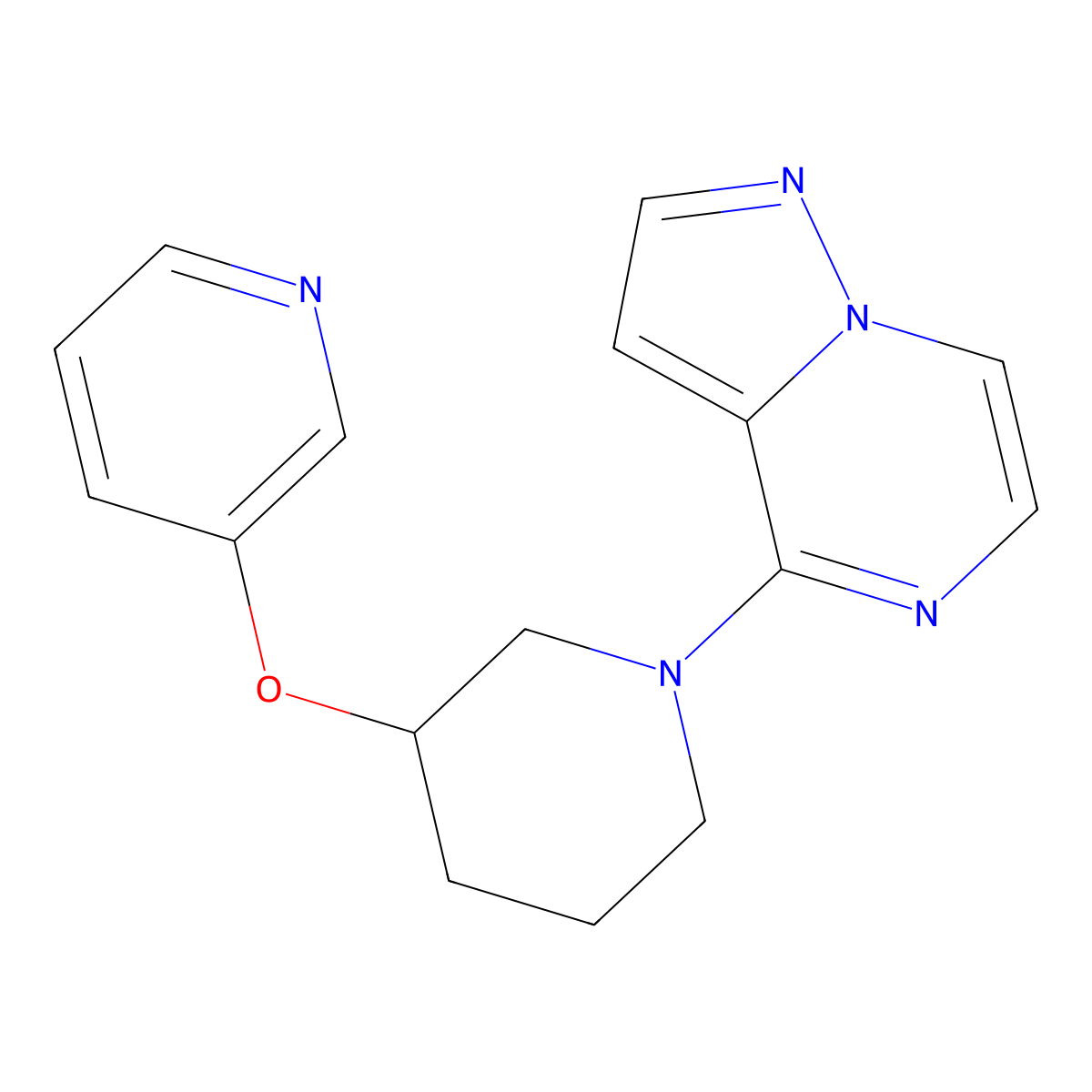 3-[(1-{Pyrazolo[1,5-a]pyrazin-4-yl}piperidin-3-yl)oxy]pyridine molecular structure, CAS 2877761-56-1