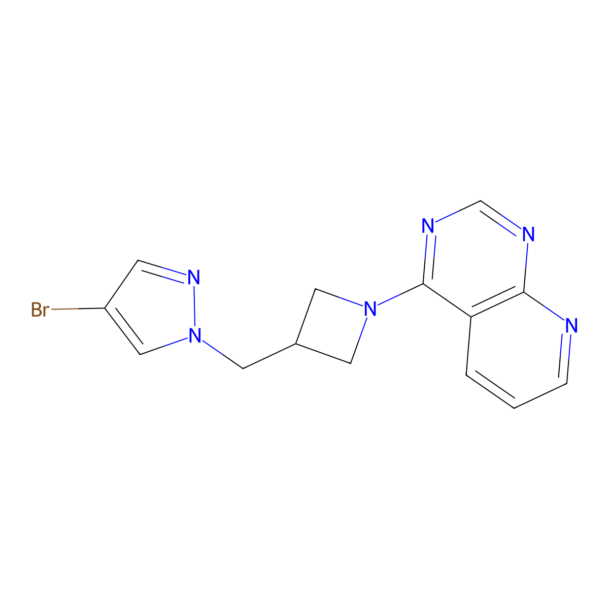 4-bromo-1-[(1-{pyrido[2,3-d]pyrimidin-4-yl}azetidin-3-yl)methyl]-1H-pyrazole molecular structure, CAS 2877761-62-9