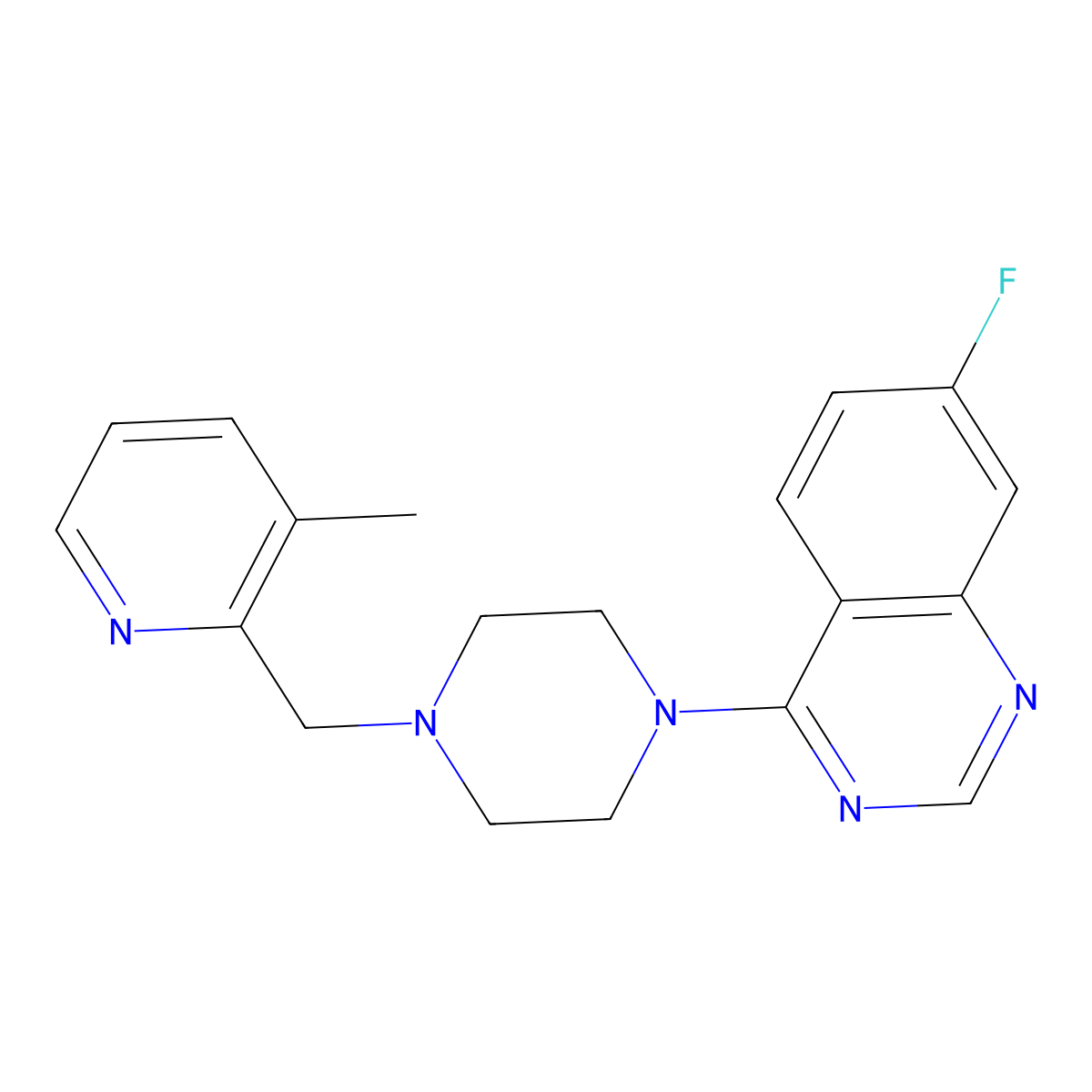 7-Fluoro-4-{4-[(3-methylpyridin-2-yl)methyl]piperazin-1-yl}quinazoline molecular structure, CAS 2877761-64-1