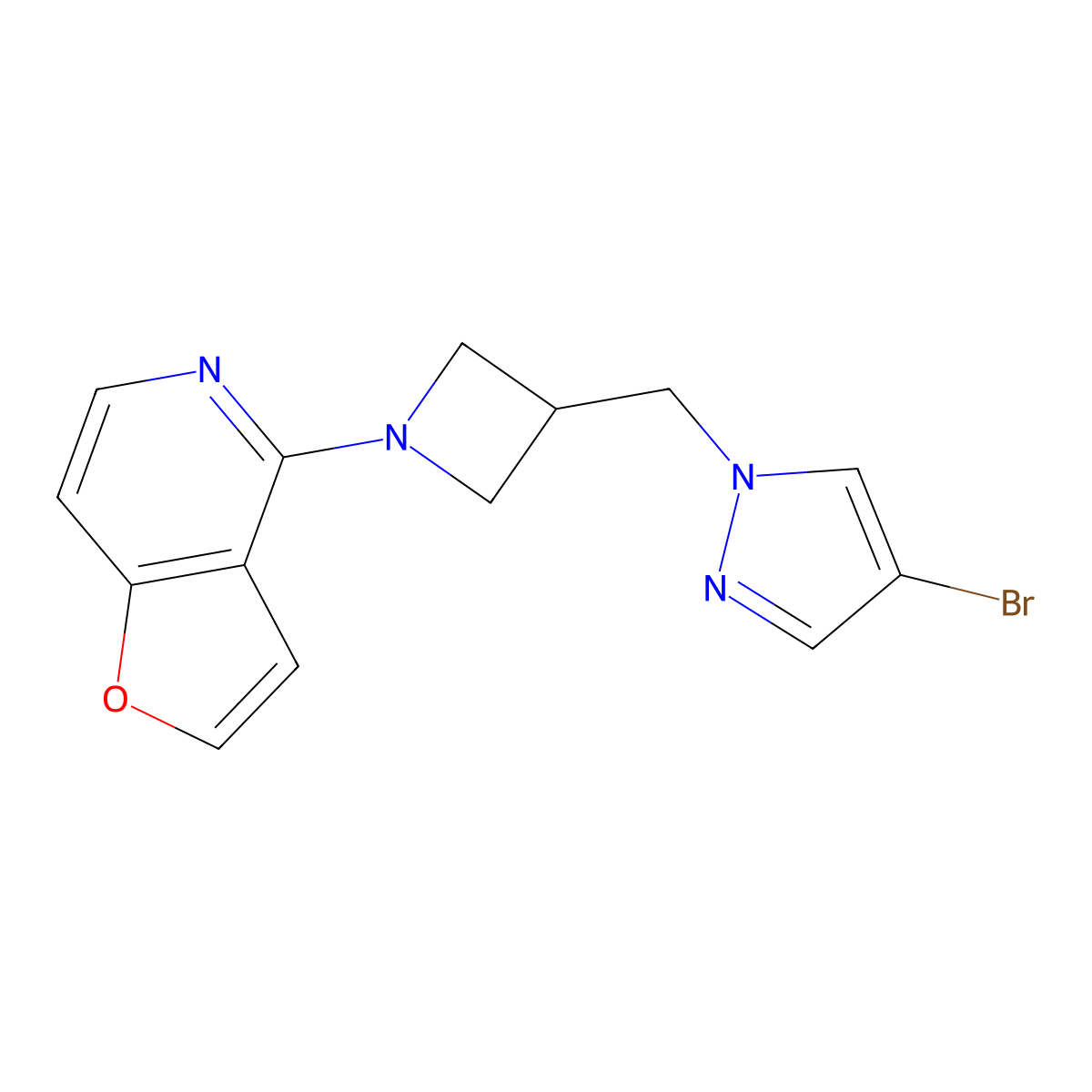 4-bromo-1-[(1-{furo[3,2-c]pyridin-4-yl}azetidin-3-yl)methyl]-1H-pyrazole molecular structure, CAS 2877761-65-2