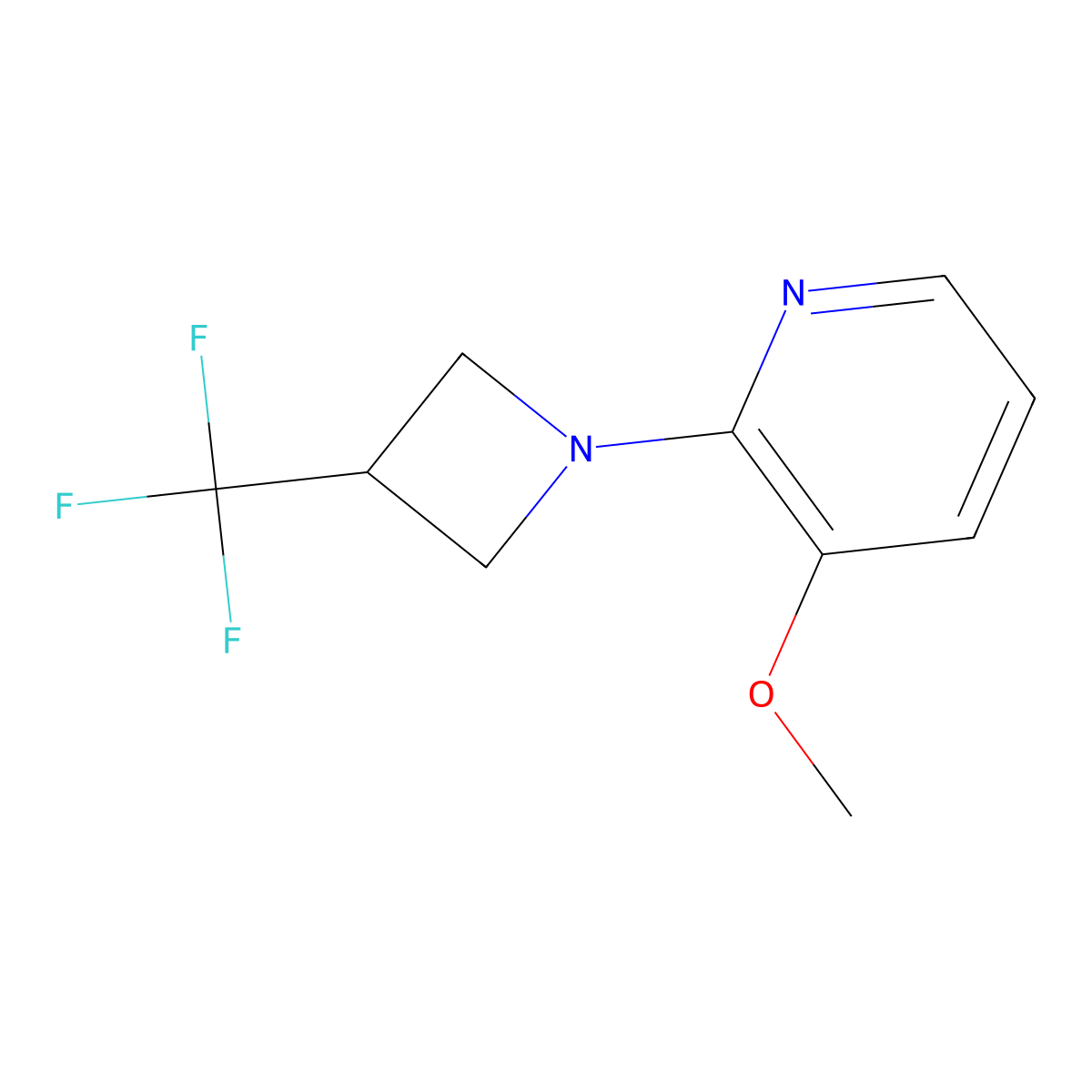 3-Methoxy-2-[3-(trifluoromethyl)azetidin-1-yl]pyridine molecular structure, CAS 2877761-66-3