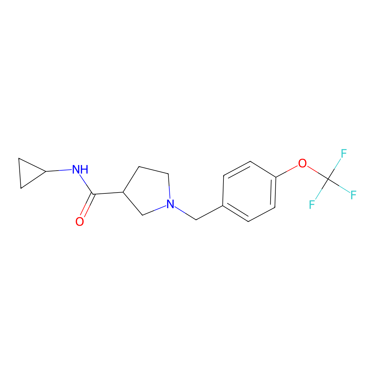 N-cyclopropyl-1-{[4-(trifluoromethoxy)phenyl]methyl}pyrrolidine-3-carboxamide molecular structure, CAS 2877761-67-4