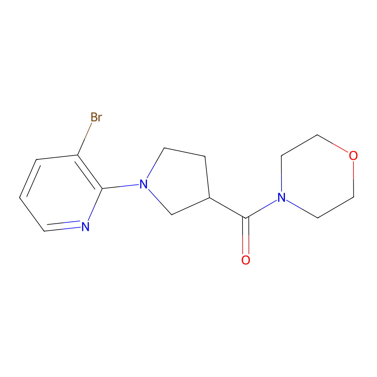 4-[1-(3-Bromopyridin-2-yl)pyrrolidine-3-carbonyl]morpholine molecular structure, CAS 2877761-69-6