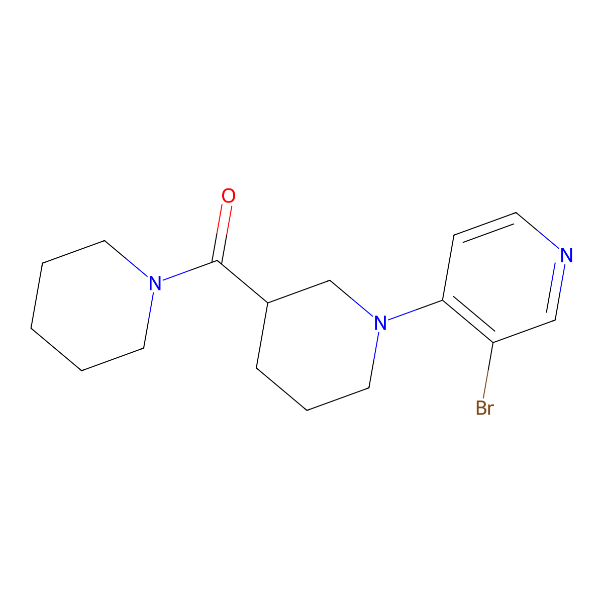 3-Bromo-4-[3-(piperidine-1-carbonyl)piperidin-1-yl]pyridine molecular structure, CAS 2877761-74-3