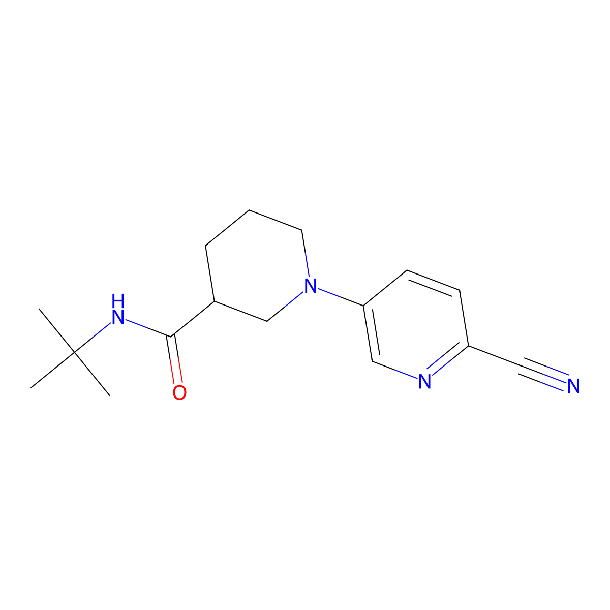 N-tert-butyl-1-(6-cyanopyridin-3-yl)piperidine-3-carboxamide molecular structure, CAS 2877761-76-5