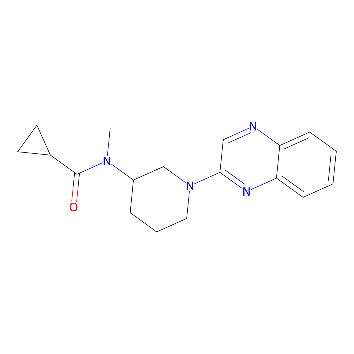 N-methyl-N-[1-(quinoxalin-2-yl)piperidin-3-yl]cyclopropanecarboxamide molecular structure, CAS 2877761-79-8