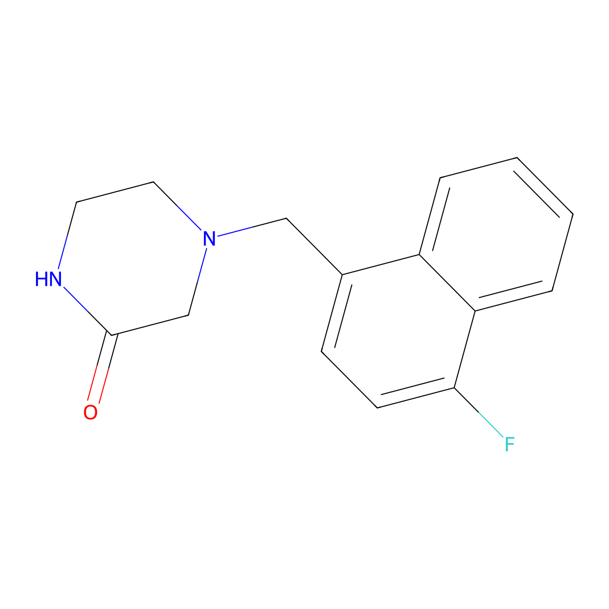4-[(4-Fluoronaphthalen-1-yl)methyl]piperazin-2-one molecular structure, CAS 2877761-87-8