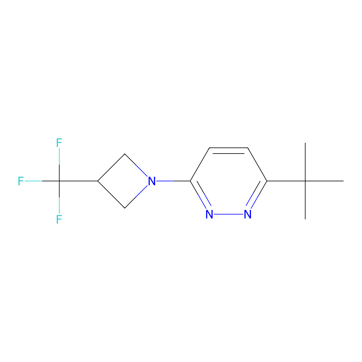 3-Tert-butyl-6-[3-(trifluoromethyl)azetidin-1-yl]pyridazine molecular structure, CAS 2877761-90-3