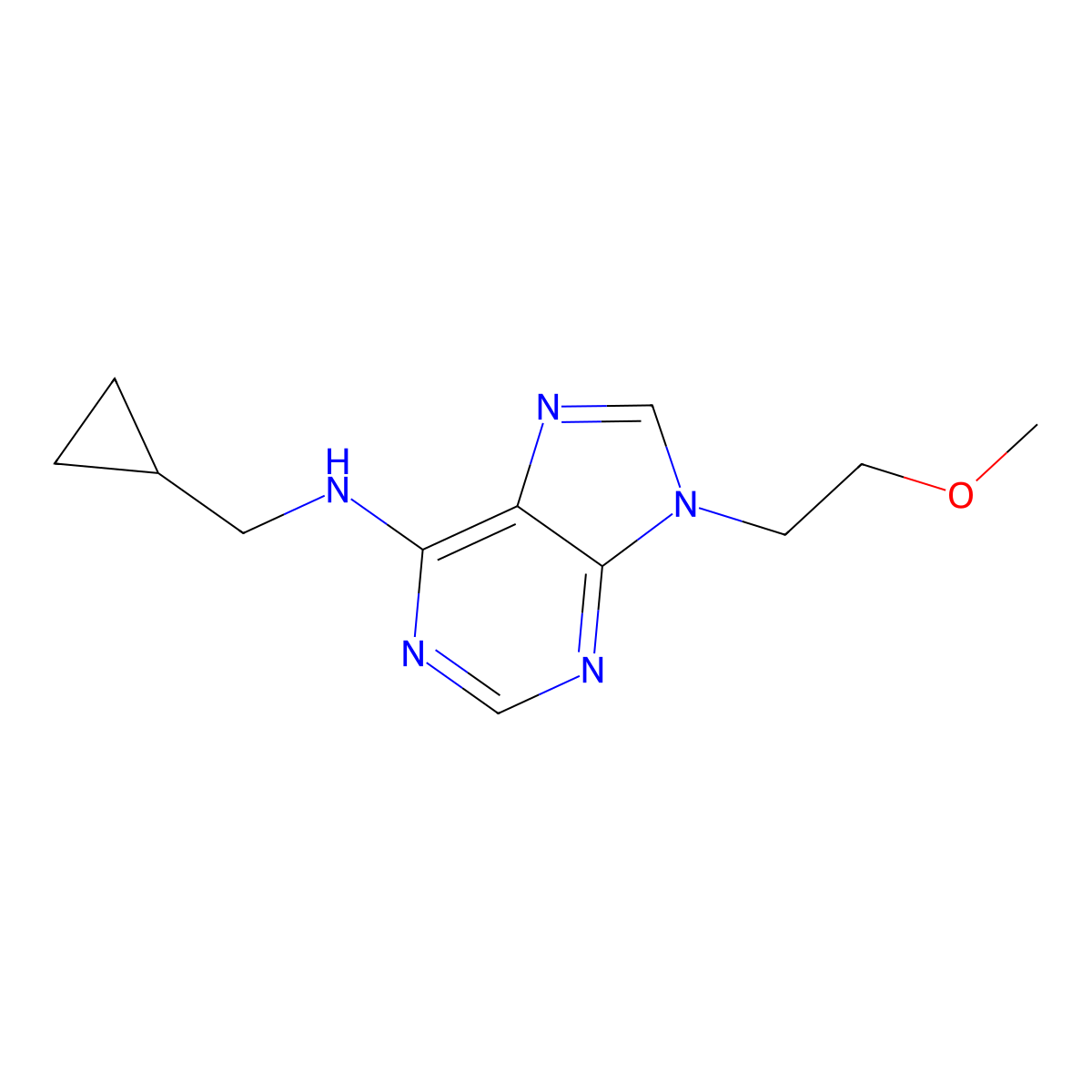 N-(cyclopropylmethyl)-9-(2-methoxyethyl)-9H-purin-6-amine molecular structure, CAS 2877761-91-4