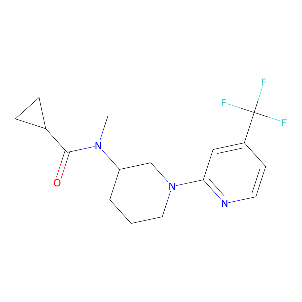N-methyl-N-{1-[4-(trifluoromethyl)pyridin-2-yl]piperidin-3-yl}cyclopropanecarboxamide molecular structure, CAS 2877761-94-7