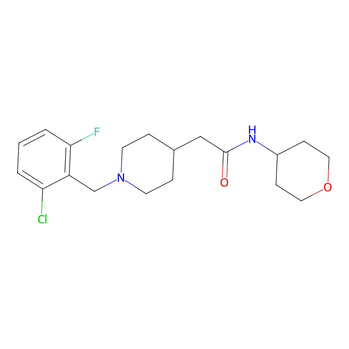 2-{1-[(2-chloro-6-fluorophenyl)methyl]piperidin-4-yl}-N-(oxan-4-yl)acetamide molecular structure, CAS 2877761-95-8