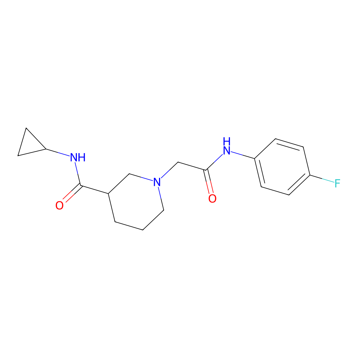 N-cyclopropyl-1-{[(4-fluorophenyl)carbamoyl]methyl}piperidine-3-carboxamide molecular structure, CAS 2877761-97-0