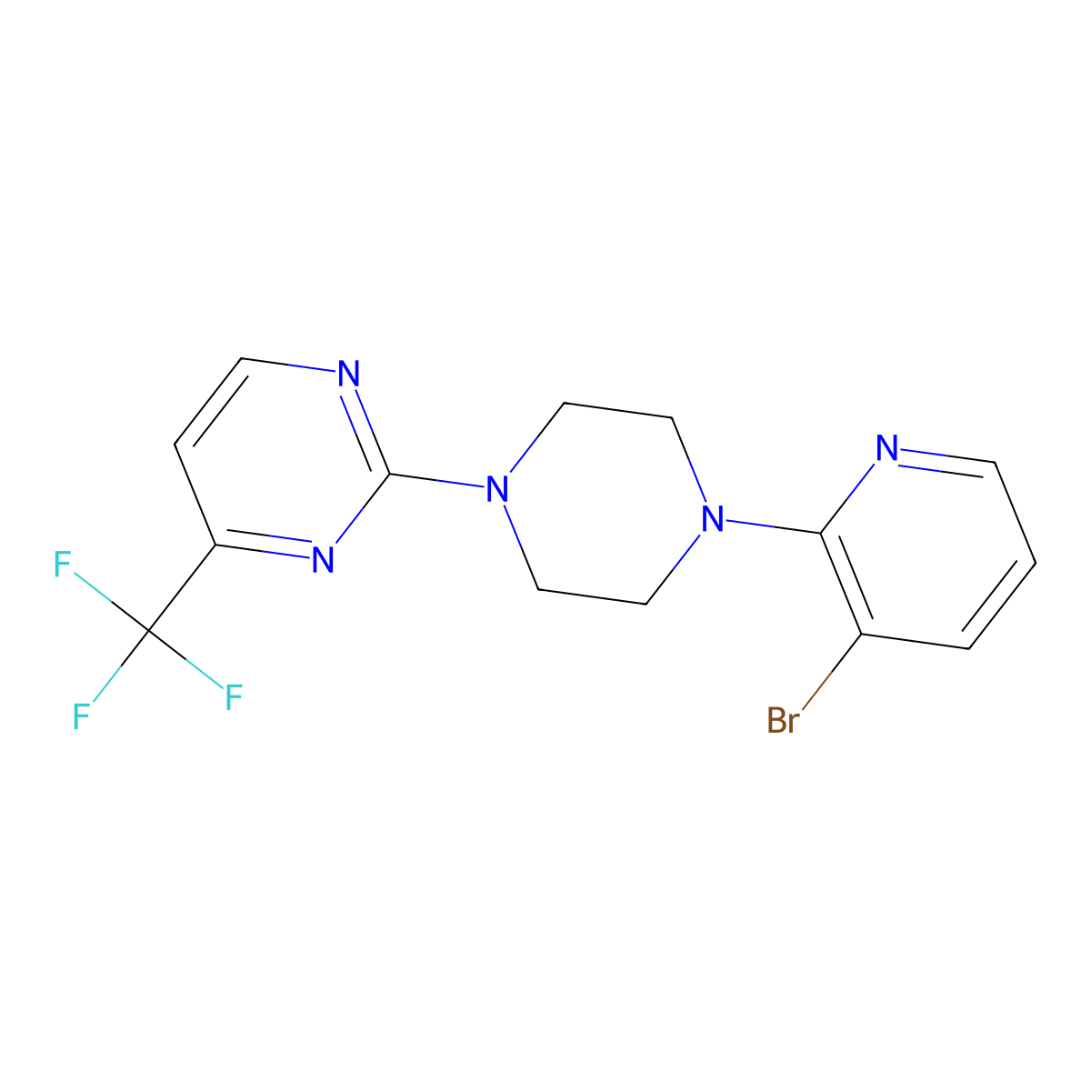 2-[4-(3-Bromopyridin-2-yl)piperazin-1-yl]-4-(trifluoromethyl)pyrimidine molecular structure, CAS 2877761-98-1