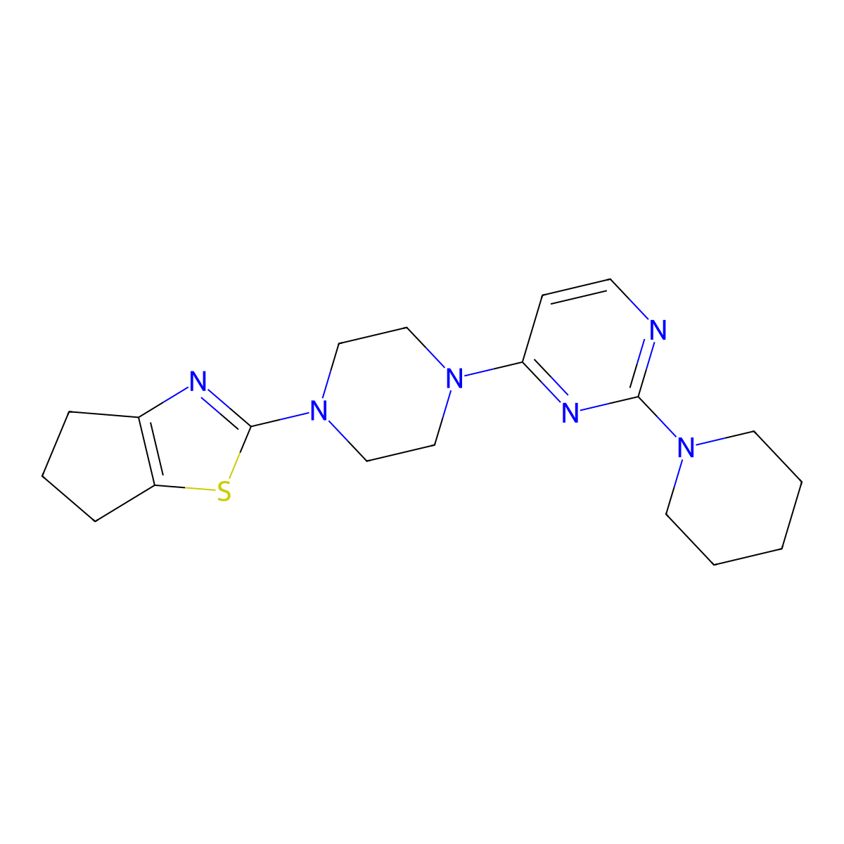 4-(4-{4H,5H,6H-cyclopenta[d][1,3]thiazol-2-yl}piperazin-1-yl)-2-(piperidin-1-yl)pyrimidine molecular structure, CAS 2877761-99-2