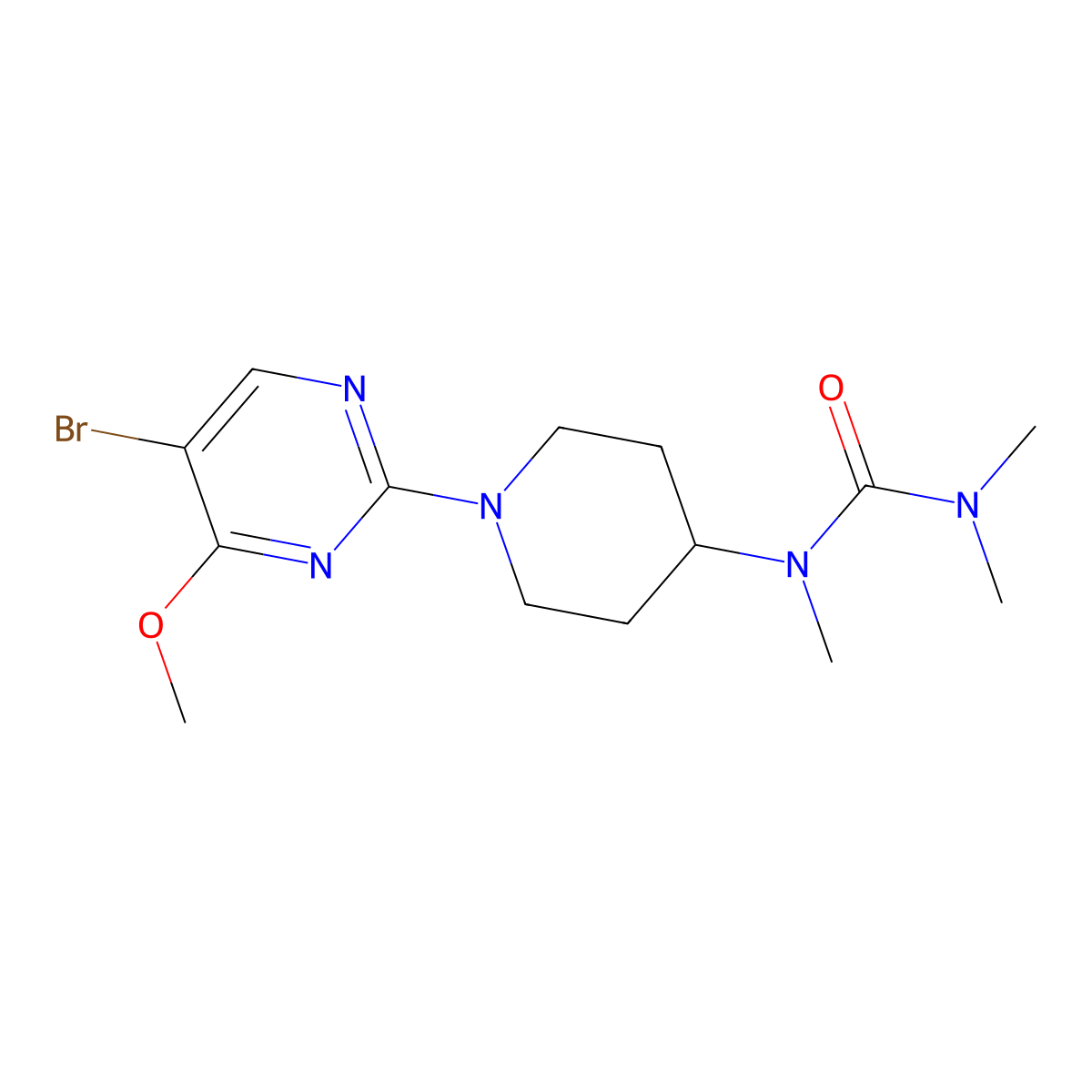 1-[1-(5-Bromo-4-methoxypyrimidin-2-yl)piperidin-4-yl]-1,3,3-trimethylurea molecular structure, CAS 2877762-05-3