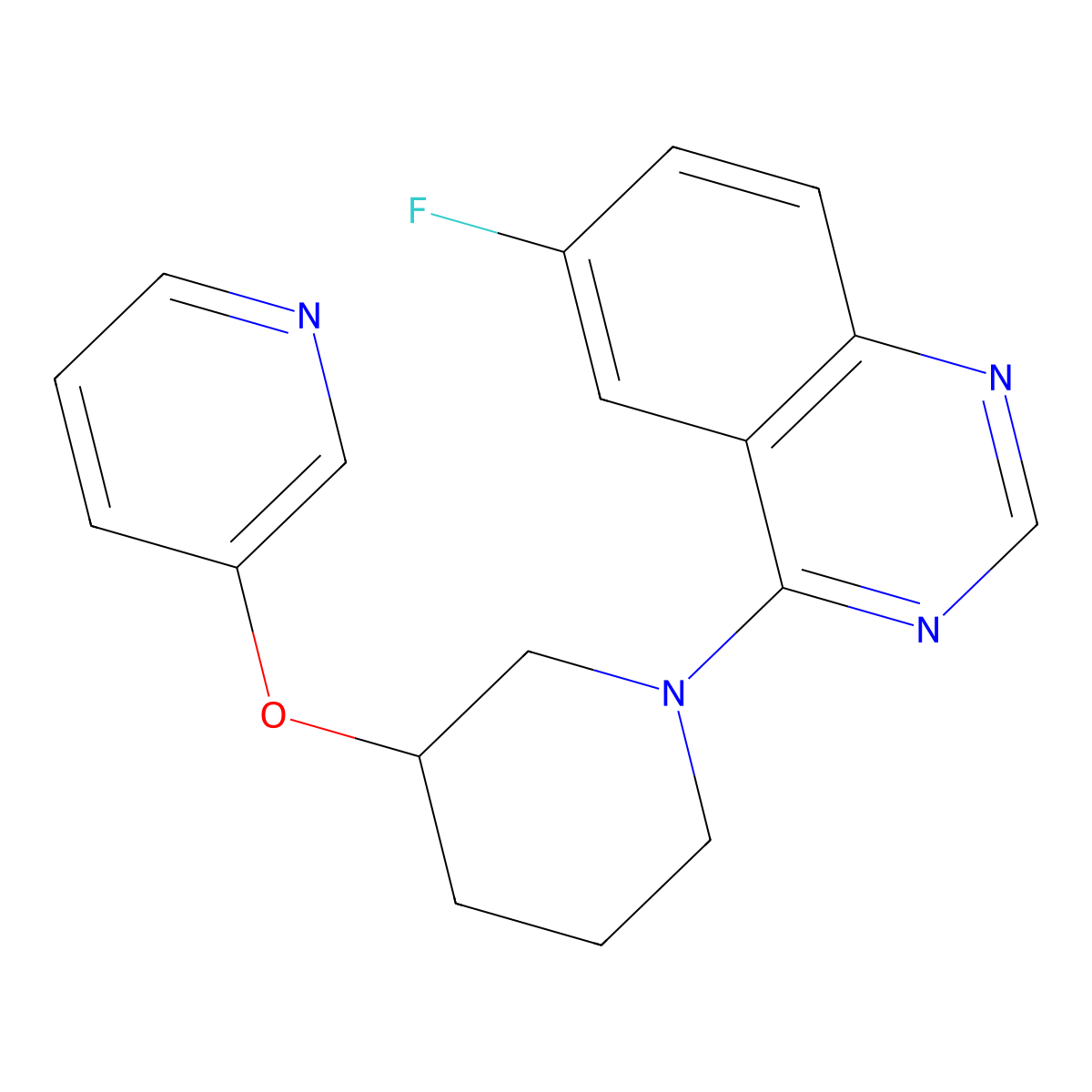 6-Fluoro-4-[3-(pyridin-3-yloxy)piperidin-1-yl]quinazoline molecular structure, CAS 2877762-06-4