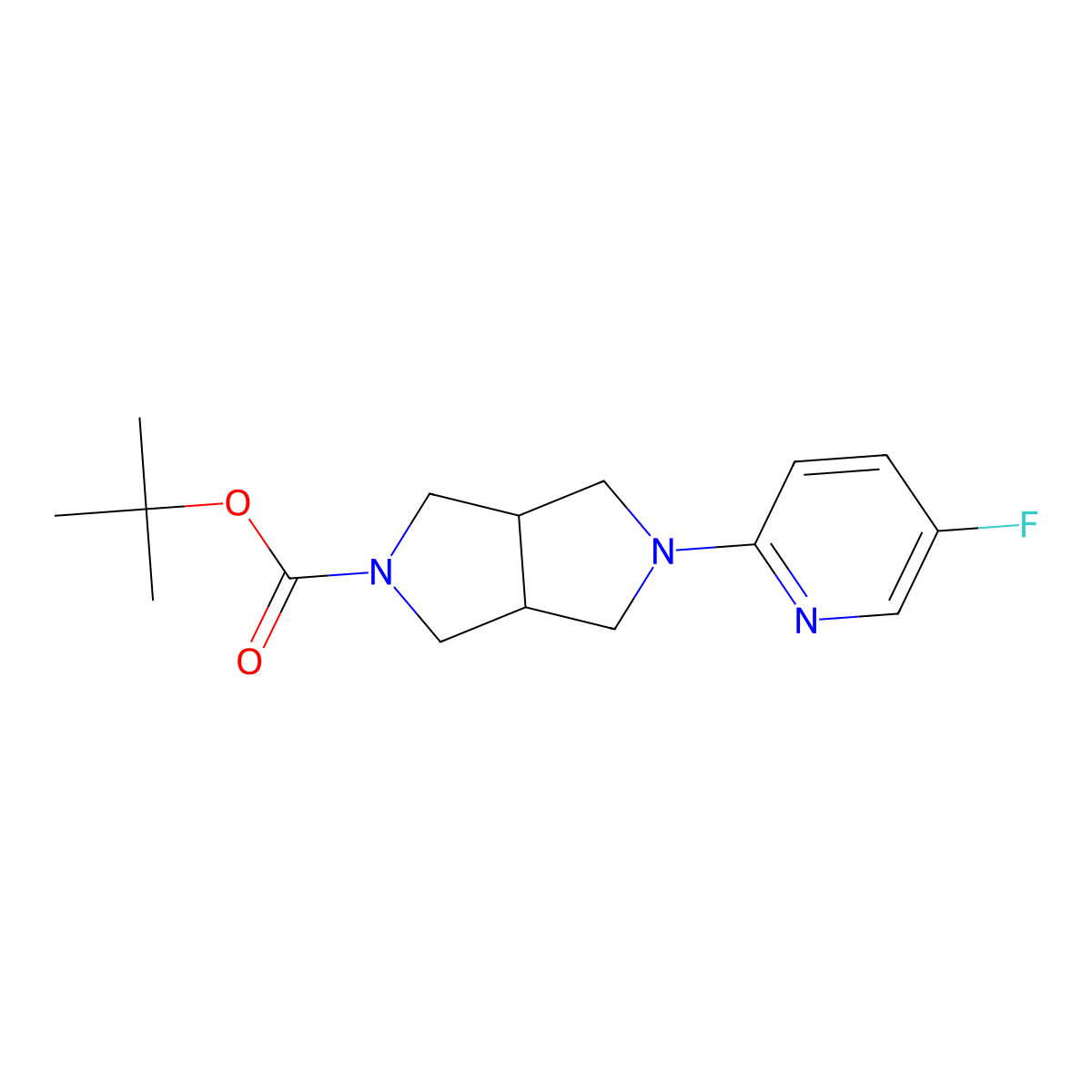 Tert-butyl 5-(5-fluoropyridin-2-yl)-octahydropyrrolo[3,4-c]pyrrole-2-carboxylate molecular structure, CAS 2877762-10-0