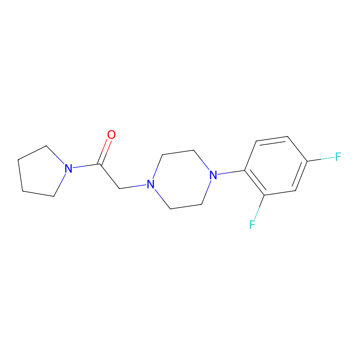2-[4-(2,4-Difluorophenyl)piperazin-1-yl]-1-(pyrrolidin-1-yl)ethan-1-one molecular structure, CAS 2877762-15-5